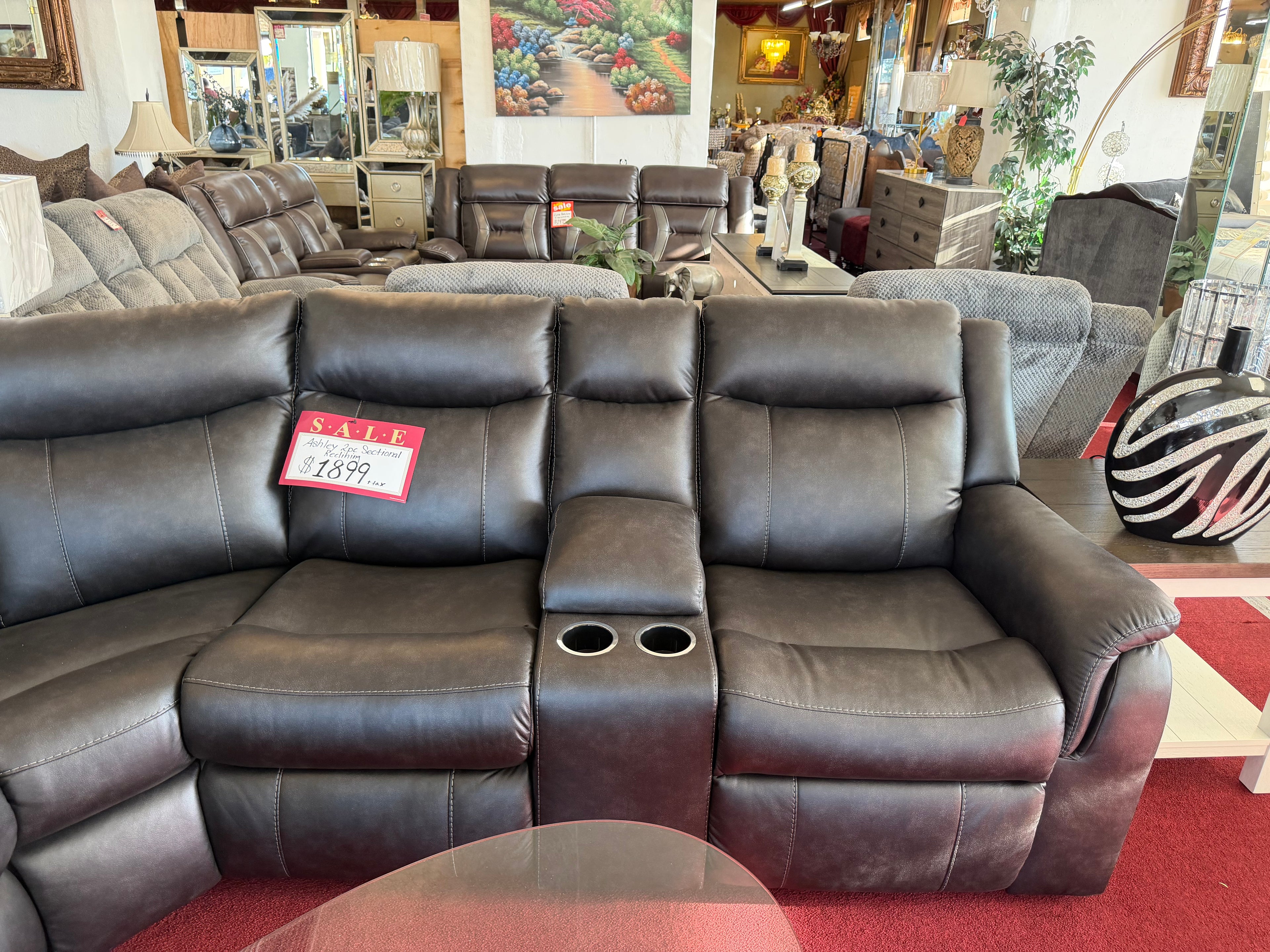 Ashley Faux Leather 2pc Recliner Sectional