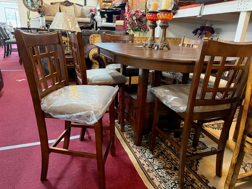 Oval Dining Set 5-piece with Under Table Shelf