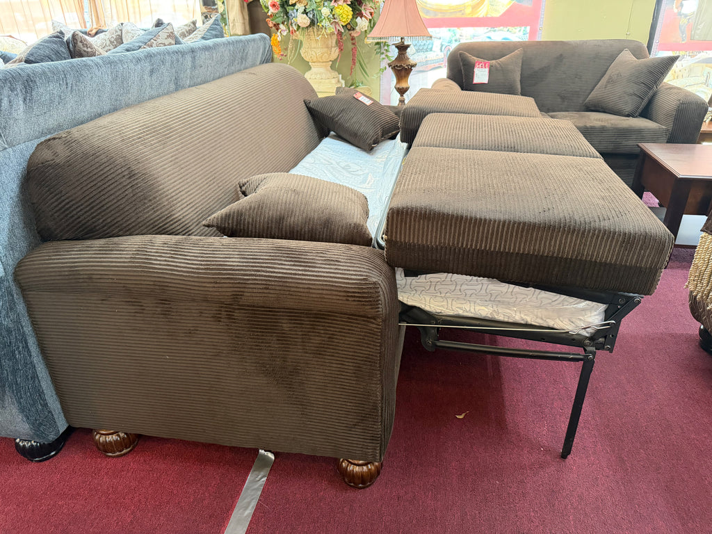 Brown Sofa Bed with Matching Loveseat Set