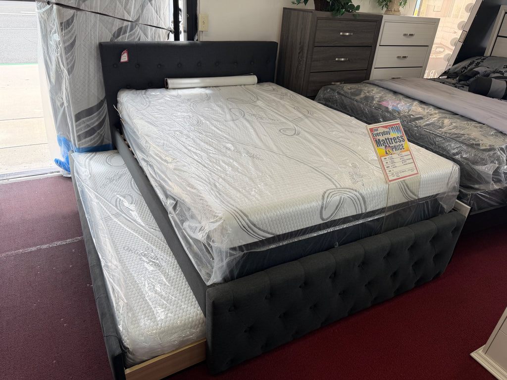 Grey Bed with additional Pull-Out Twin Bed