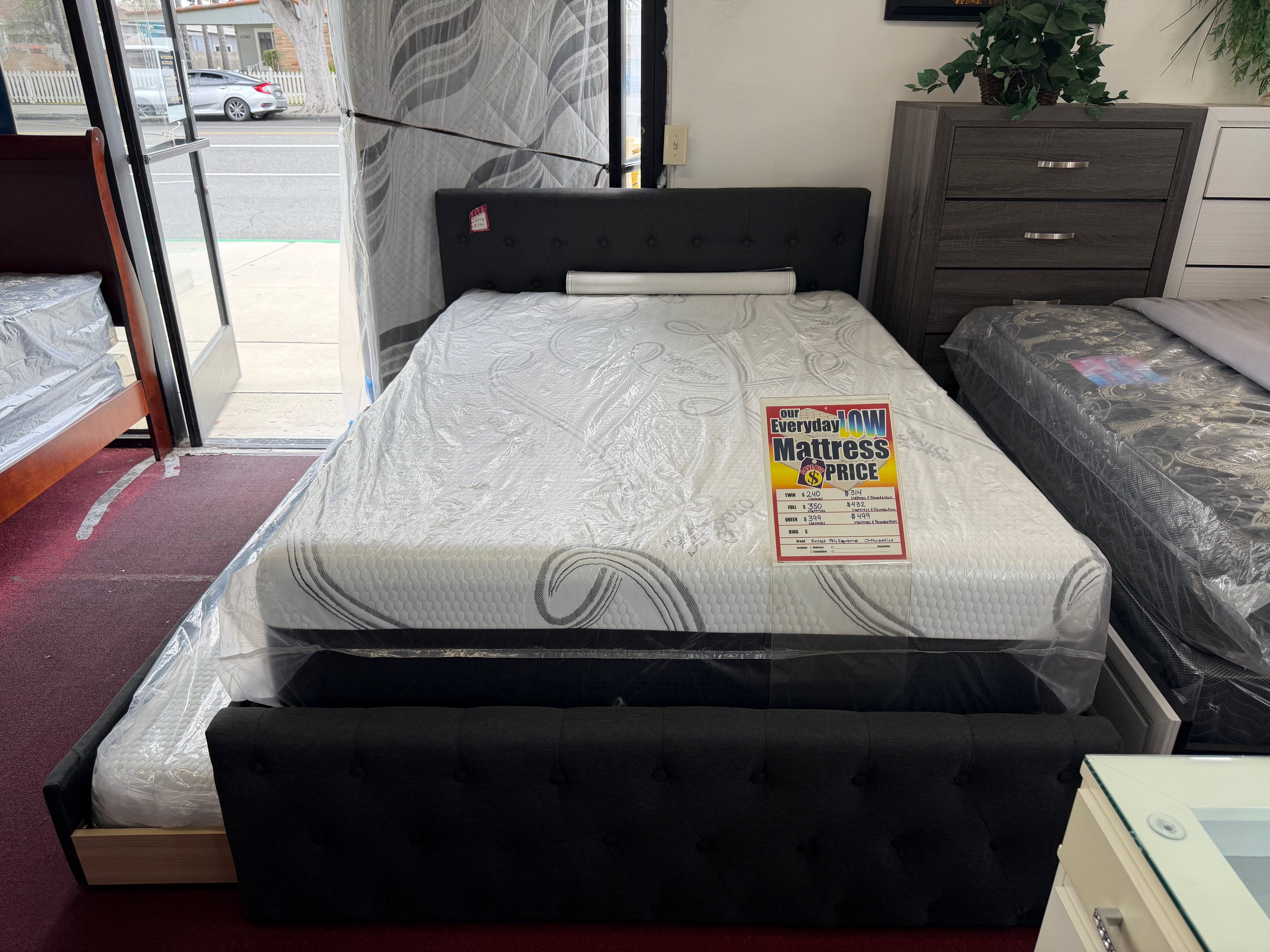 Grey Bed with additional Pull-Out Twin Bed