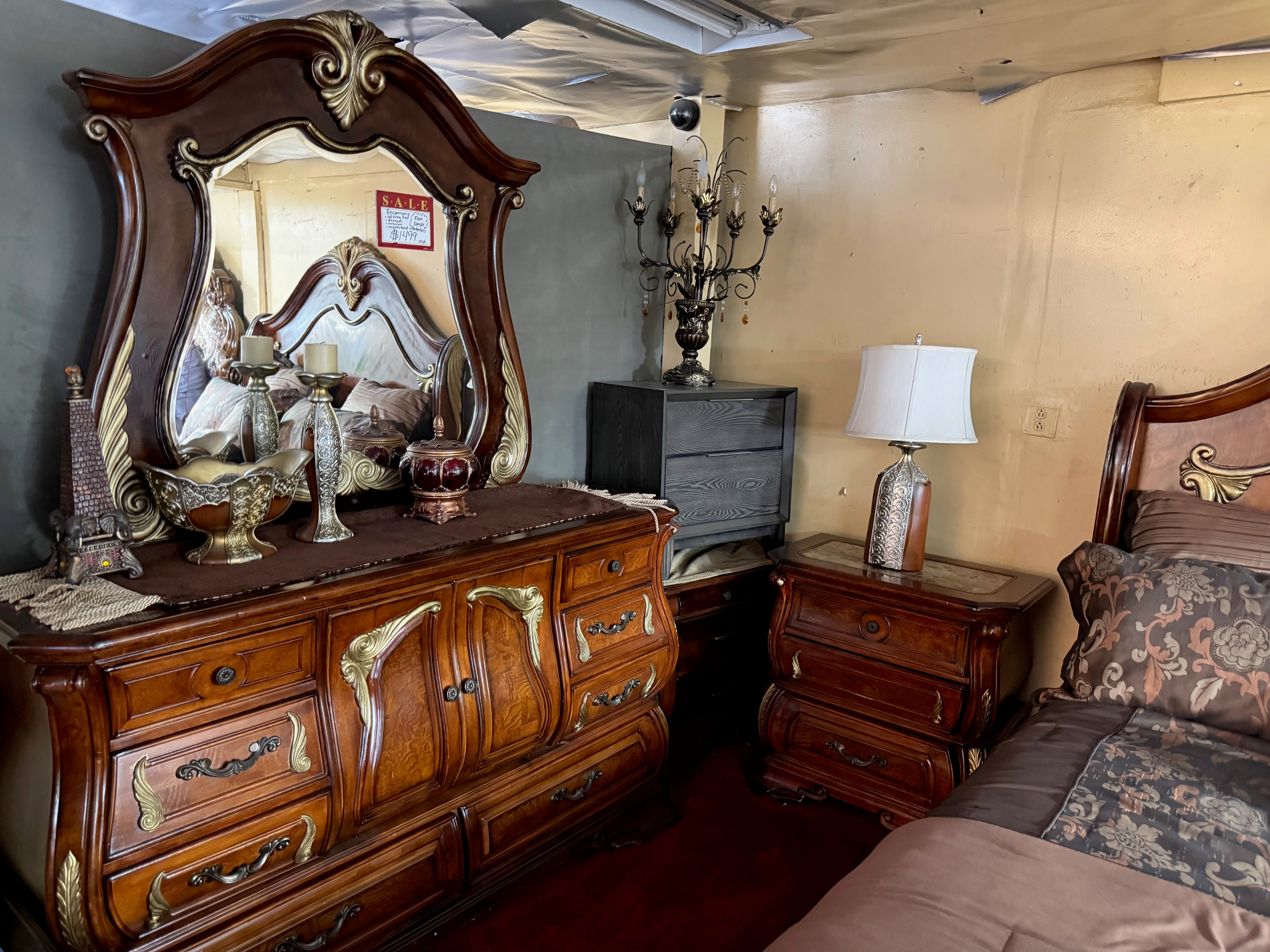 Complete Dark Wood Bedroom Set